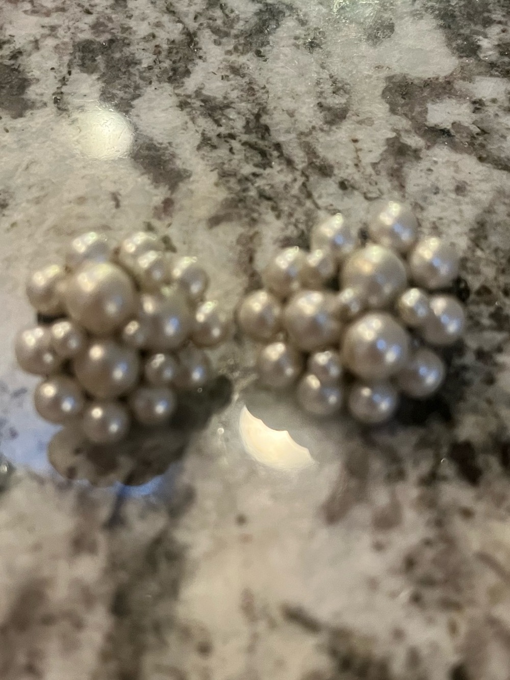 Japan Silver Faux Pearls Cluster Clip
On Earrings 1950's